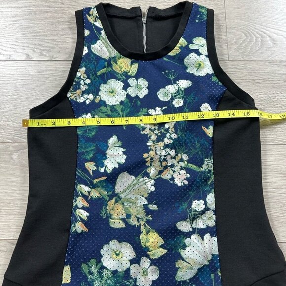 RACHEL Rachel Roy Black Floral Sleeveless Mixed Media Short Sleeve Top - Picture 8 of 10